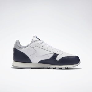 Reebok Classic Leather Turnschuhe Kinder - Weiß/Navy/Blau - DE 397-HLS